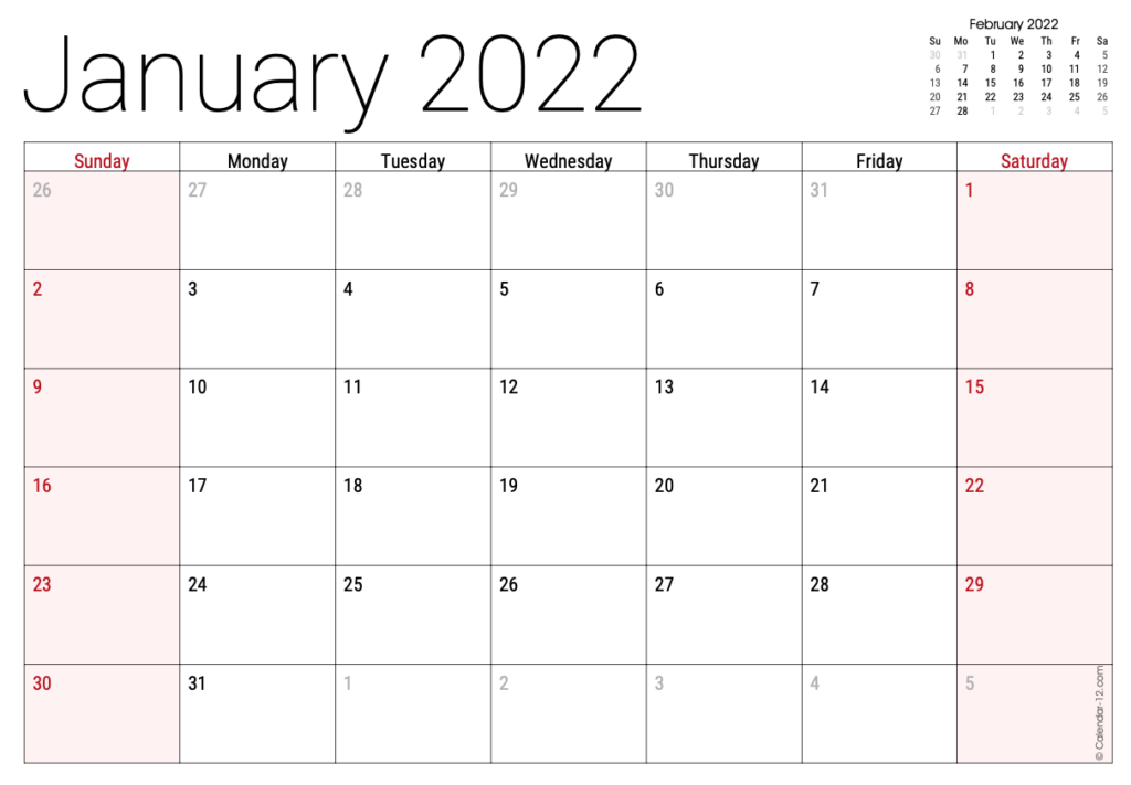 Printable Calendar 2022 PDF