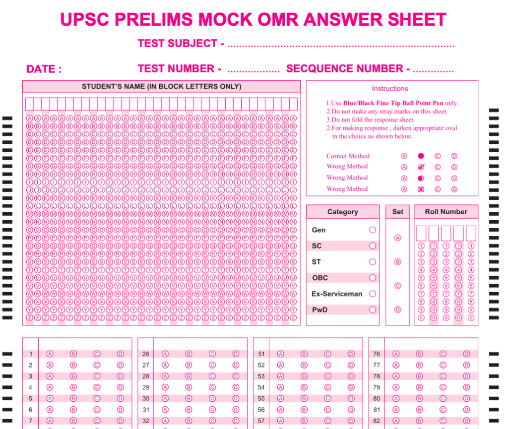 OMR Sheets For UPSC